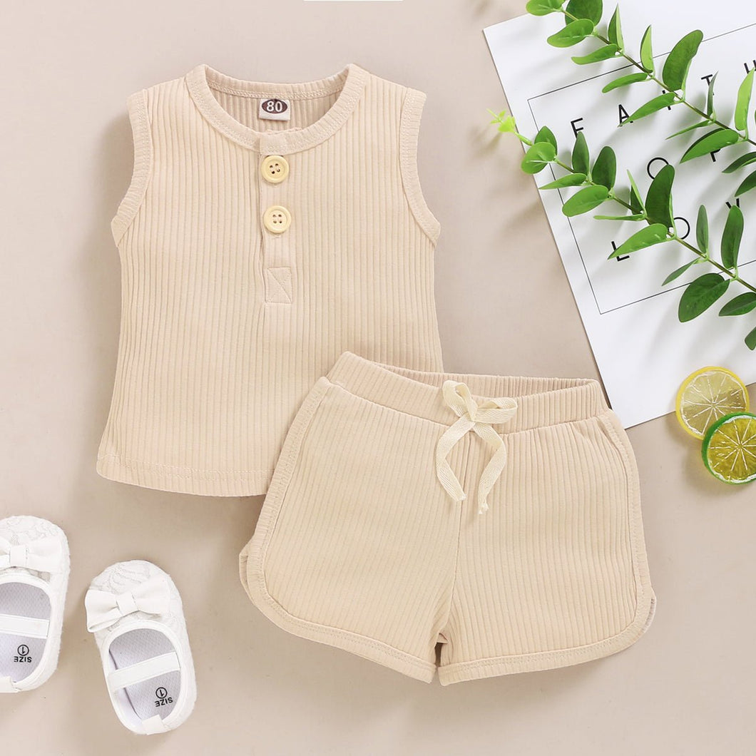 Sleeveless Cotton Vest Top and Shorts - Comfy Bambino