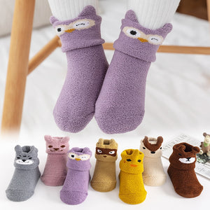 Baby Silicone Coral Fleece Non-Slip Cartoon Socks