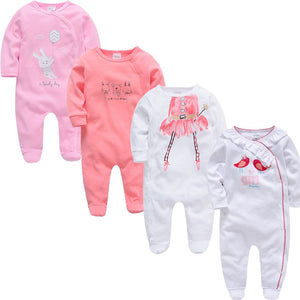 4 Piece Baby Girl Romper Set - Comfy Bambino
