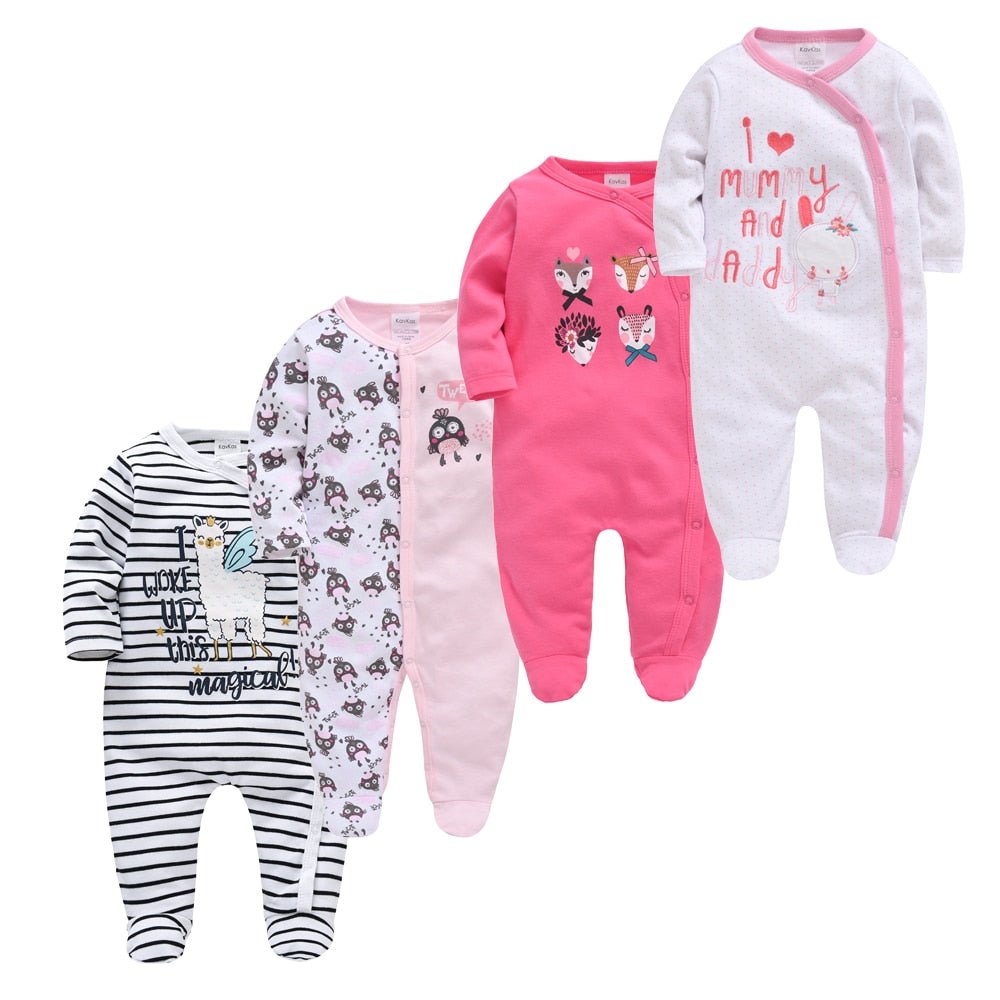 4 Piece Baby Girl Romper Set - Comfy Bambino