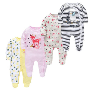 4 Piece Baby Girl Romper Set - Comfy Bambino