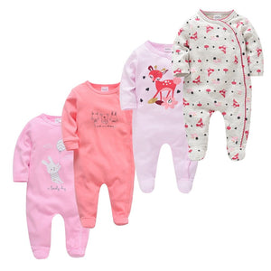 4 Piece Baby Girl Romper Set - Comfy Bambino