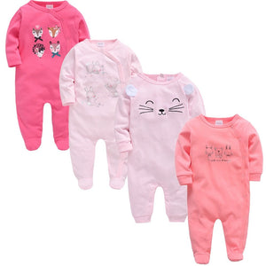 4 Piece Baby Girl Romper Set - Comfy Bambino