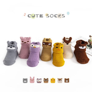 Baby Silicone Coral Fleece Non-Slip Cartoon Socks