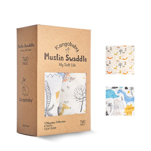 Kangobaby 2pcs/Set Soft Bamboo Cotton Baby Blanket Muslin Swaddle