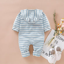 Load image into Gallery viewer, Blue Striped Baby Boy Romper - Comfy Bambino
