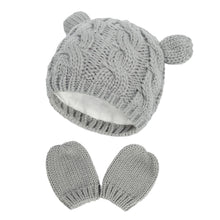 Load image into Gallery viewer, Cute Winter Warm Knit Hat and Glove Set - Comfy Bambino
