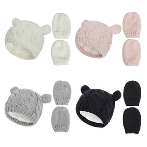 Cute Winter Warm Knit Hat and Glove Set - Comfy Bambino