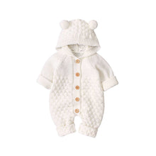Load image into Gallery viewer, Hooded Fur Ball Knitted One - Piece Romper - Comfy Bambino

