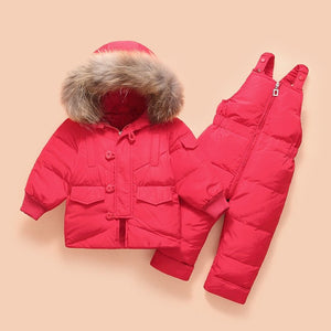 Kids Cosy Essential 2 Piece Winter Hooded Down Jacket - Comfy Bambino