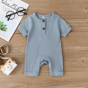 Unisex Short Sleeve Cotton Ribbed Romper - Comfy Bambino