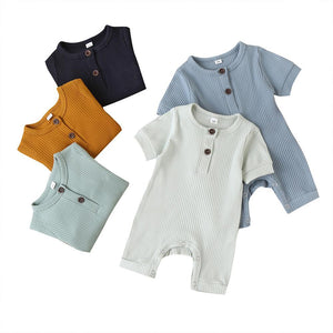 Unisex Short Sleeve Cotton Ribbed Romper - Comfy Bambino