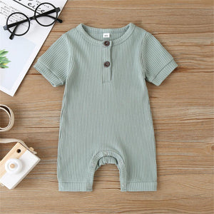 Unisex Short Sleeve Cotton Ribbed Romper - Comfy Bambino