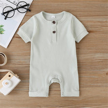 Load image into Gallery viewer, Unisex Short Sleeve Cotton Ribbed Romper - Comfy Bambino
